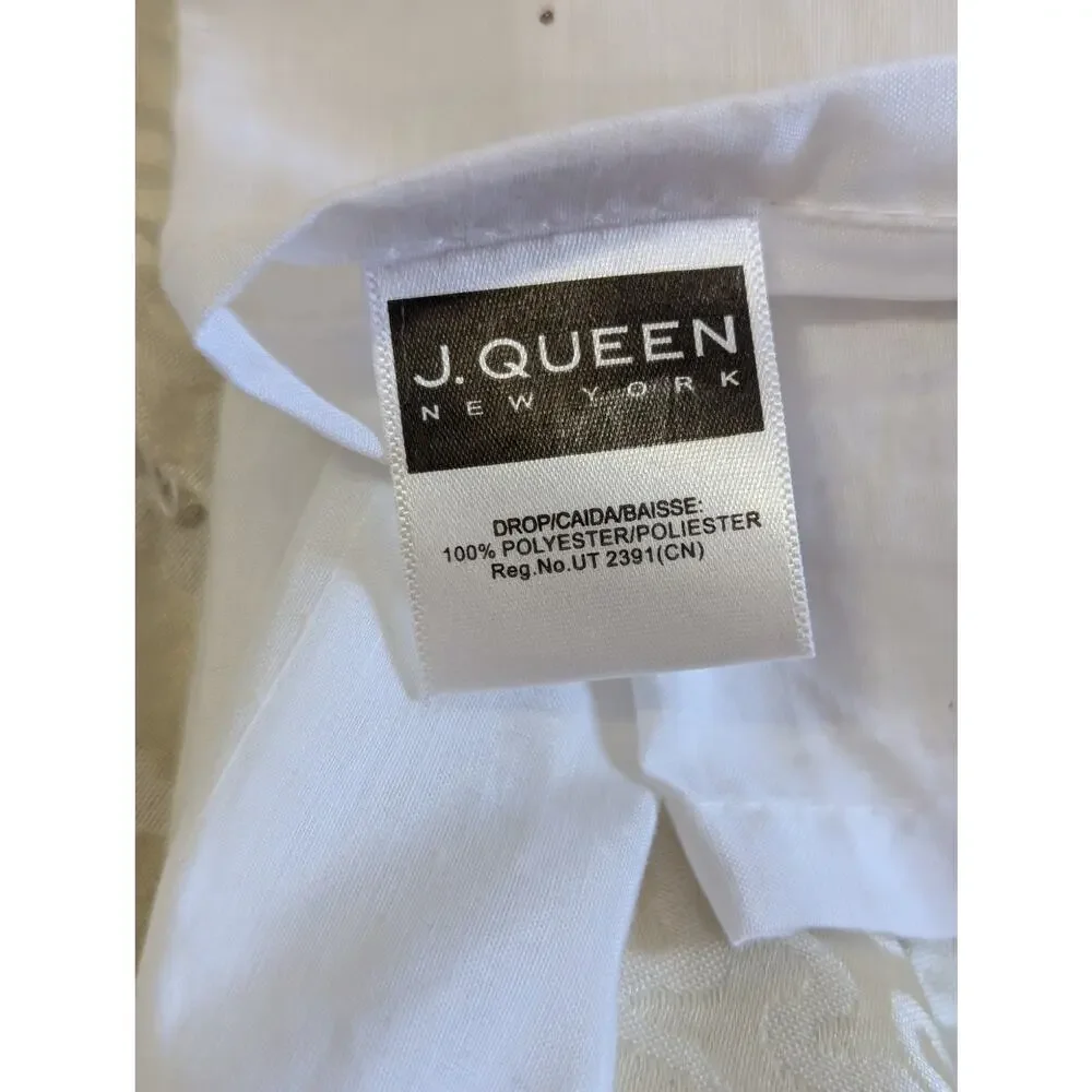 J. QUEEN, NEW YORK! GOLDEN CREAM SQUIGGLES & CONTRAST BAR DROP BEDSKIRT! SZ KG